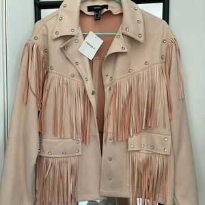 Forever 21 Pink Leather Fringe Jacket